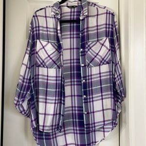 Purple White and light blue flannel ,brand express